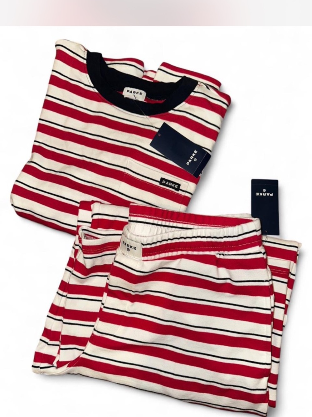 Parke x Target Women's Red & Cream Striped Pajama Set